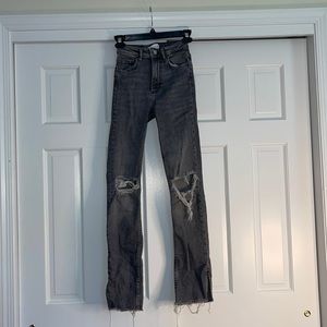 Zara grey high-rise straight-leg denim jeans. Size US 2.